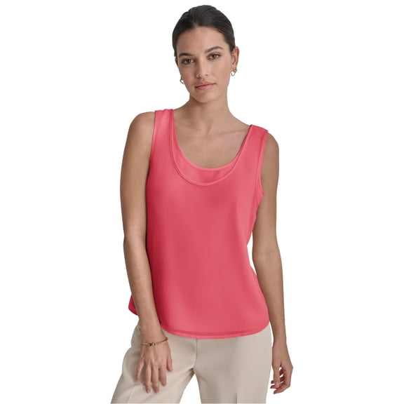 DKNY Womens Layered Look Tank Top, Pink, X-Large