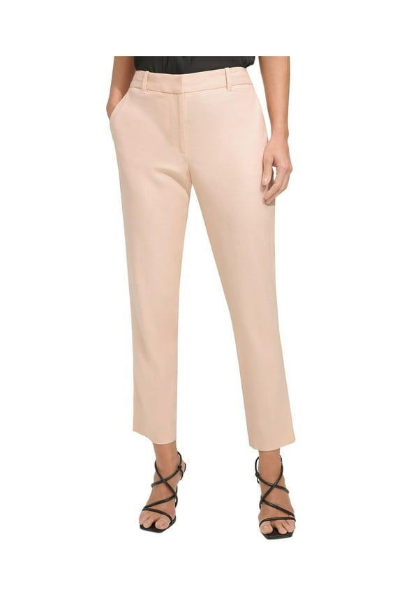 Womens Linen Ultra High Rise Straight Leg Pants