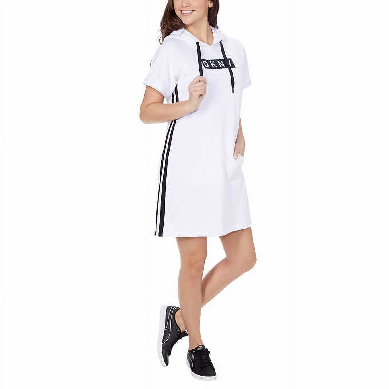 dkny sport logo hooded sweatshirt dress