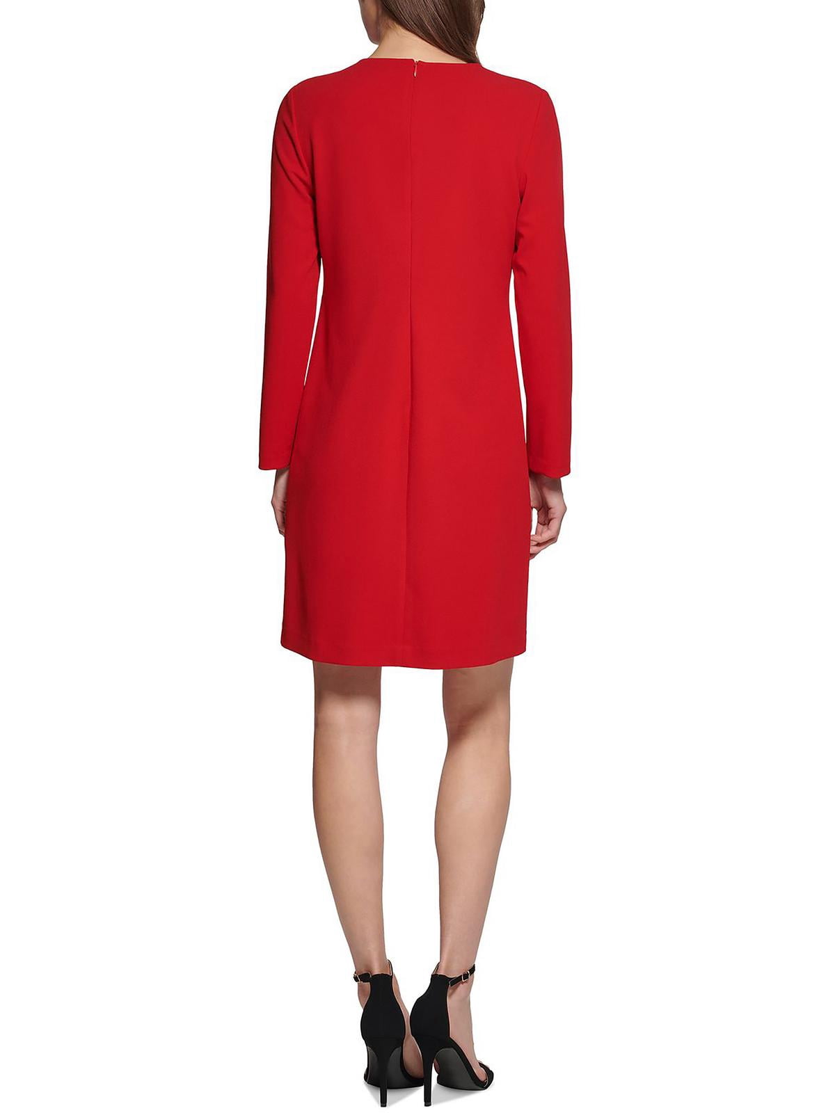 DKNY Womens Long Sleeve Cascading Ruffle Wear to Work Dress - Walmart.com