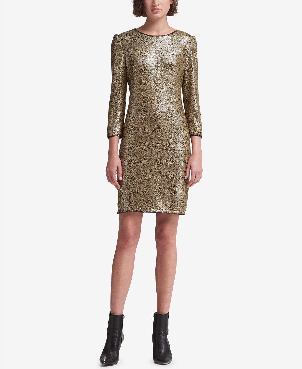 dkny gold sequin dress Karma Long Sleeve Keyhole Back Sequin Dress Gold main image 1