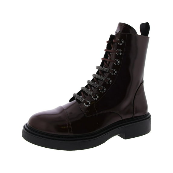 DKNY Womens MALAYA LACE UP Toe Cap Leather Combat & Lace-Up Boots