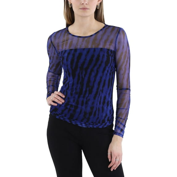 DKNY Womens Mesh Print Blouse