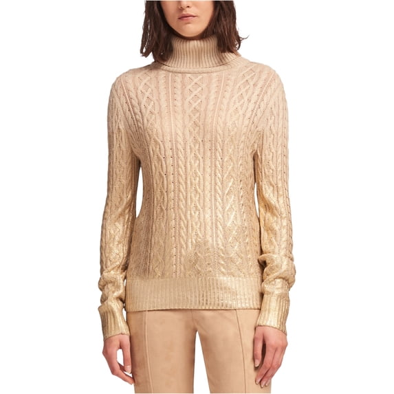 DKNY Womens Metallic Pullover Sweater, Beige, Medium