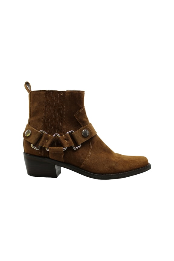 Womens Mina Suede Almond Toe Ankle Fashion Boots, Brown, Size 5.0