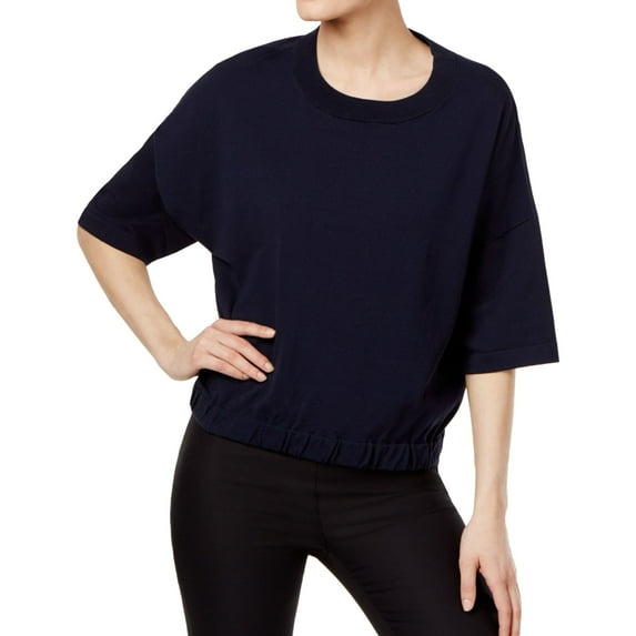 DKNY Womens Mixed Media Basic T-Shirt, Blue, Petite, P