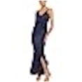 thumbnail image 1 of DKNY Womens Navy Adjustable Zippered Ruffled Slitted Flounce Hem Spaghetti Strap V Neck Full-Length Cocktail Mermaid Dress 10, 1 of 2
