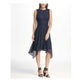 thumbnail image 1 of DKNY Womens Navy Sleeveless Jewel Neck Midi Sheath Evening Dress Size: 2, 1 of 4
