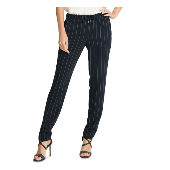 DKNY Womens Navy Striped Straight leg Pants Size: M