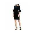 thumbnail image 1 of DKNY Womens Navy Velvet Bell Sleeve Crew Neck Knee Length Sheath Dress Size: 12, 1 of 4