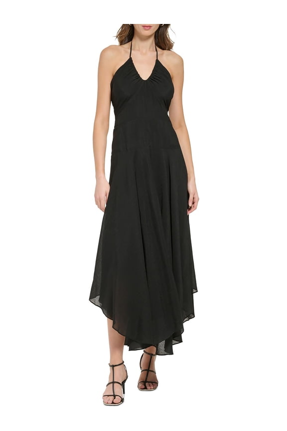 Womens Open Back Long Halter Dress