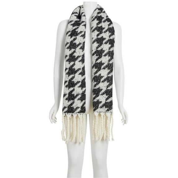 Dkny Oversized Houndstooth Scarf, Black
