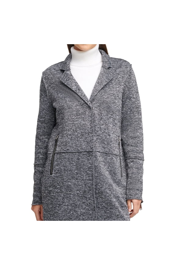 Womens Oversized Knit Jacket, Grey, Medium