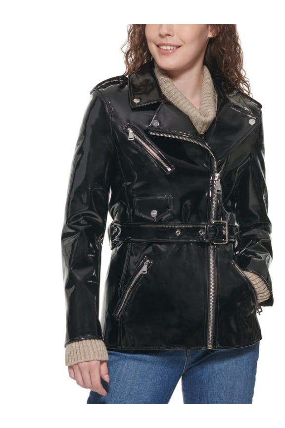 Womens Patent Leather Lightweight Motorcycle Jacket