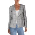 thumbnail image 1 of DKNY Women's Petite Plaid Collarless Blazer (12P, Grey/Pink), 1 of 2