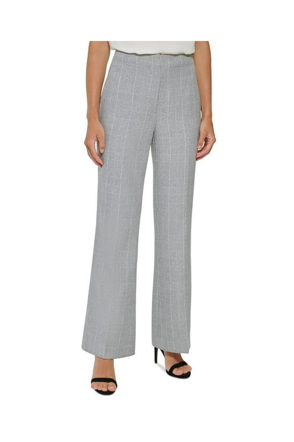 Womens Petites High-Rise Formal Wide Leg Pants
