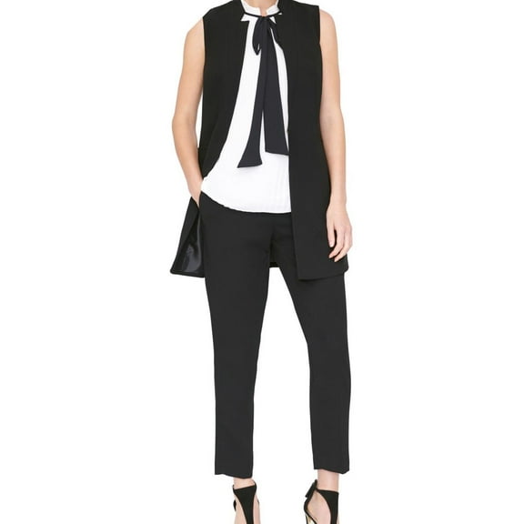DKNY Womens Sleeveless Lapel Vest Blazer Jacket, Black, Petite, 12P