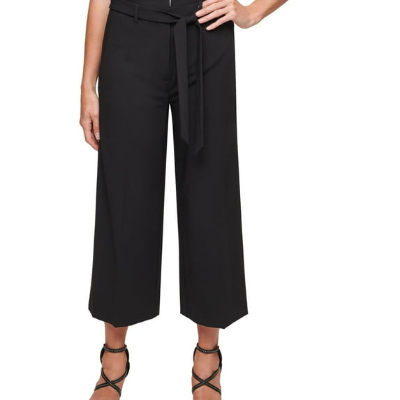 DKNY Womens Cropped Casual Trouser Pants, Black, Petite, 2P