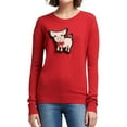 thumbnail image 1 of DKNY Womens Pig Patch Pullover Sweater, Red, Large, 1 of 2