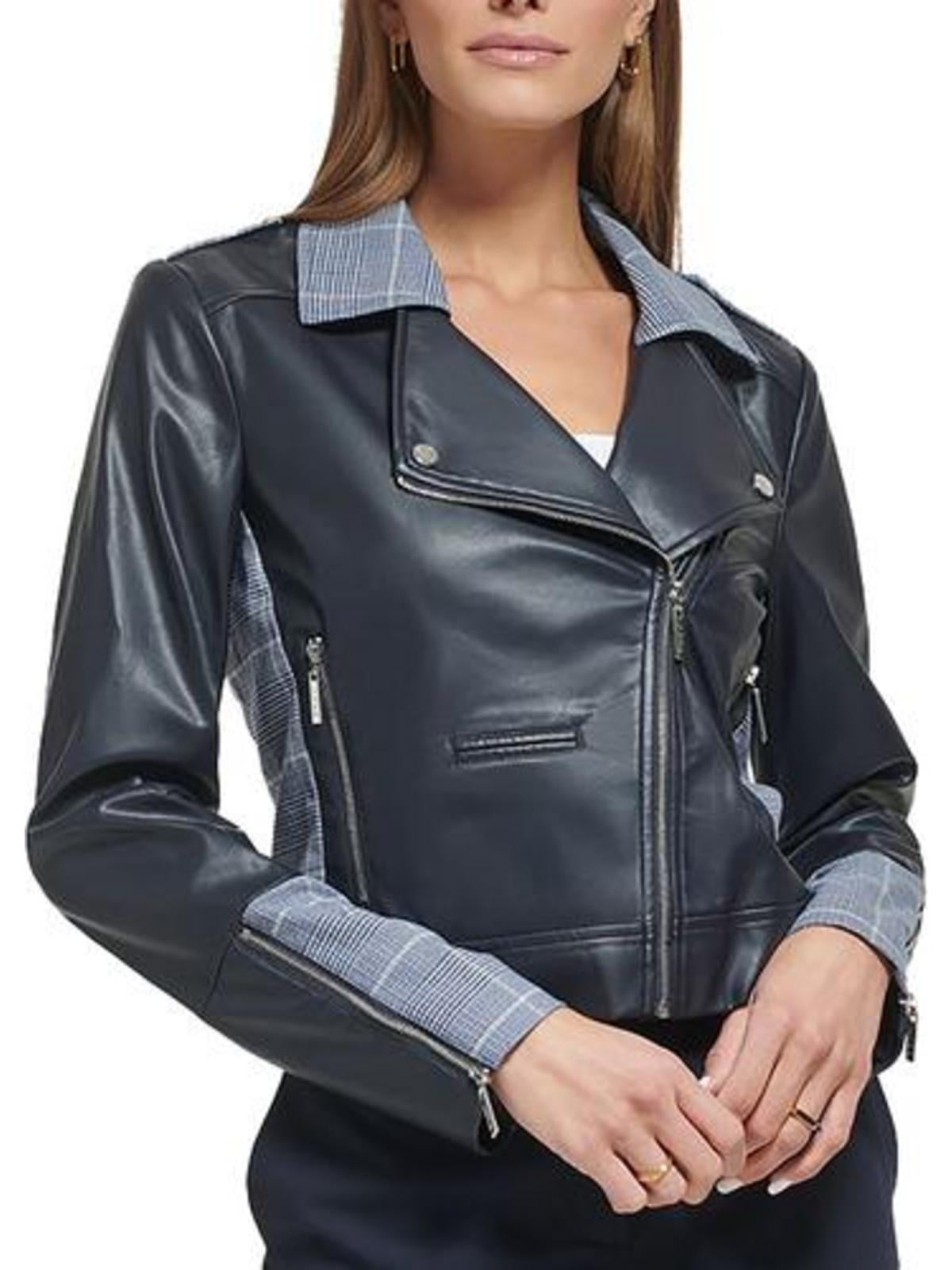 ジャケット MICHAEL KORS Women Jackets MT420F97LD001 Black Michael Kors Ladies Crinkled Leather Moto Jacket in Black