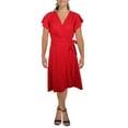 thumbnail image 1 of DKNY Womens Plus Pleated Mid Calf Wrap Dress, 1 of 2