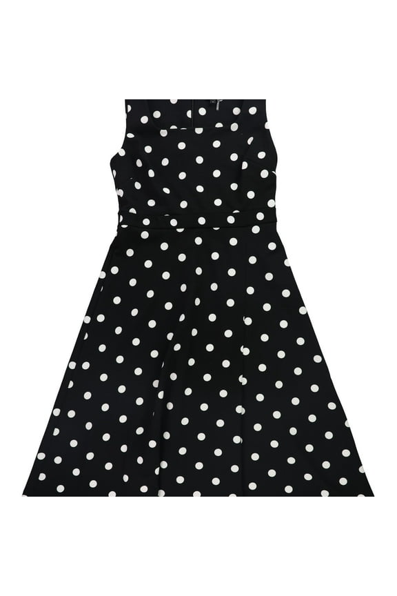 Womens Polka dot A-line Dress, Black, 8