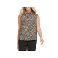 thumbnail image 1 of DKNY Womens Printed Funnel Neck Blouse Black XS, 1 of 2