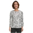 thumbnail image 1 of DKNY Womens Printed Pullover Blouse, White, Small, 1 of 1