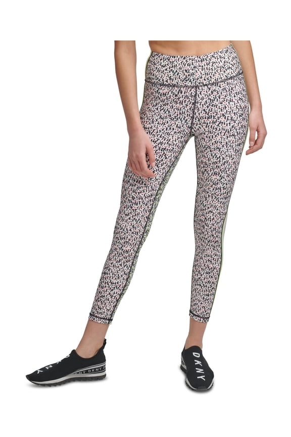 Sport Womens Confetti Printed Side-Striped High Waist Leggings Size M $59