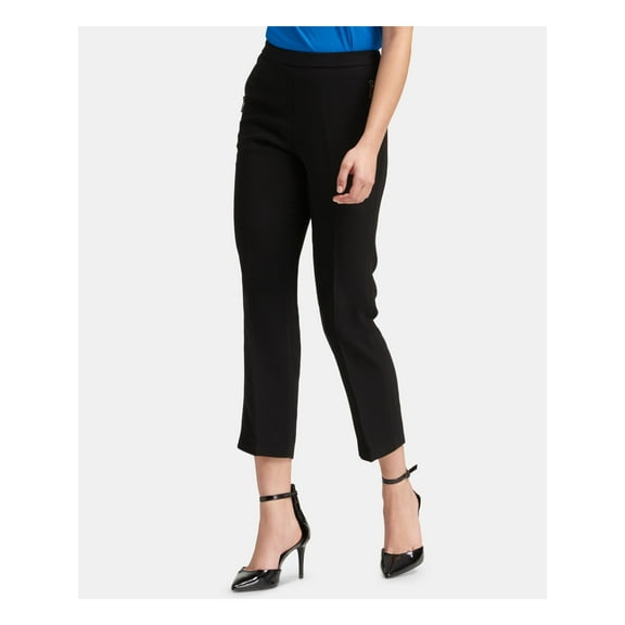 DKNY Womens Pull-On Zip-Pocket Casual Trouser Pants, Black, X-Large