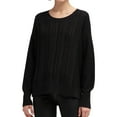 thumbnail image 1 of DKNY Womens Ribbed Pullover Sweater, Black, Small, 1 of 1