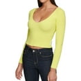 thumbnail image 1 of DKNY Womens Ribbed Pullover Sweater, Yellow, Small, 1 of 1