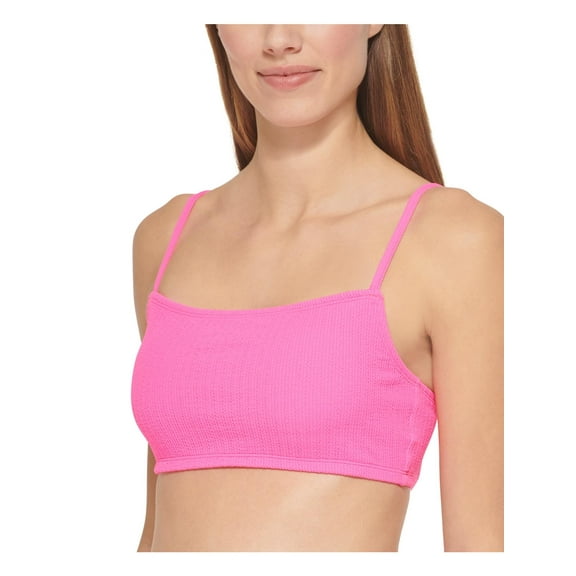 DKNY Womens Ribbed Solid Bikini Swim top