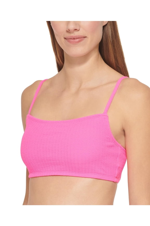 Womens Ribbed Solid Bikini Swim top
