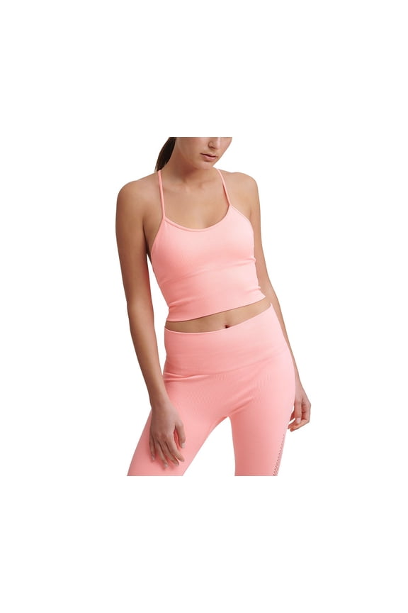 Womens Ribbed Strappy Longline Low Impact Sports Bra