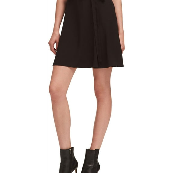 DKNY Womens Ribbon Tie A-line Skirt, Black, 10