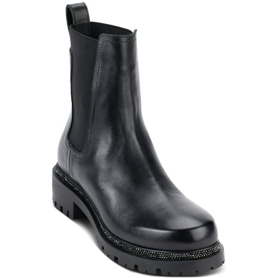 DKNY Womens Rick Leather Motorcycle Boots