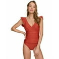 thumbnail image 1 of DKNY Womens Ruffle-Trim One-Piece Sunset L, 1 of 3