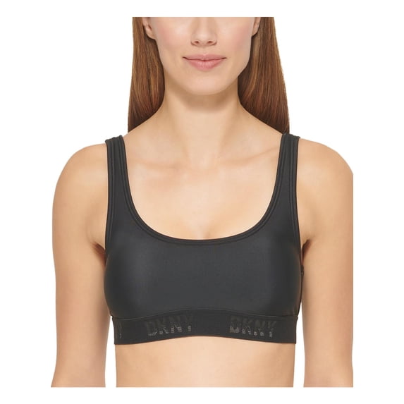 MSRP $68 Dkny Womens Logo Bikini Top Swimsuit Black Size XL