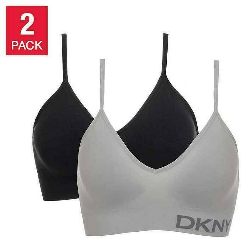 DKNY Womens Seamless Bralette 2-Pack soft stretch black gray Size M