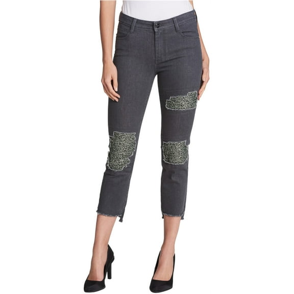 DKNY Womens Sequined Skinny Fit Jeans, Grey, 28