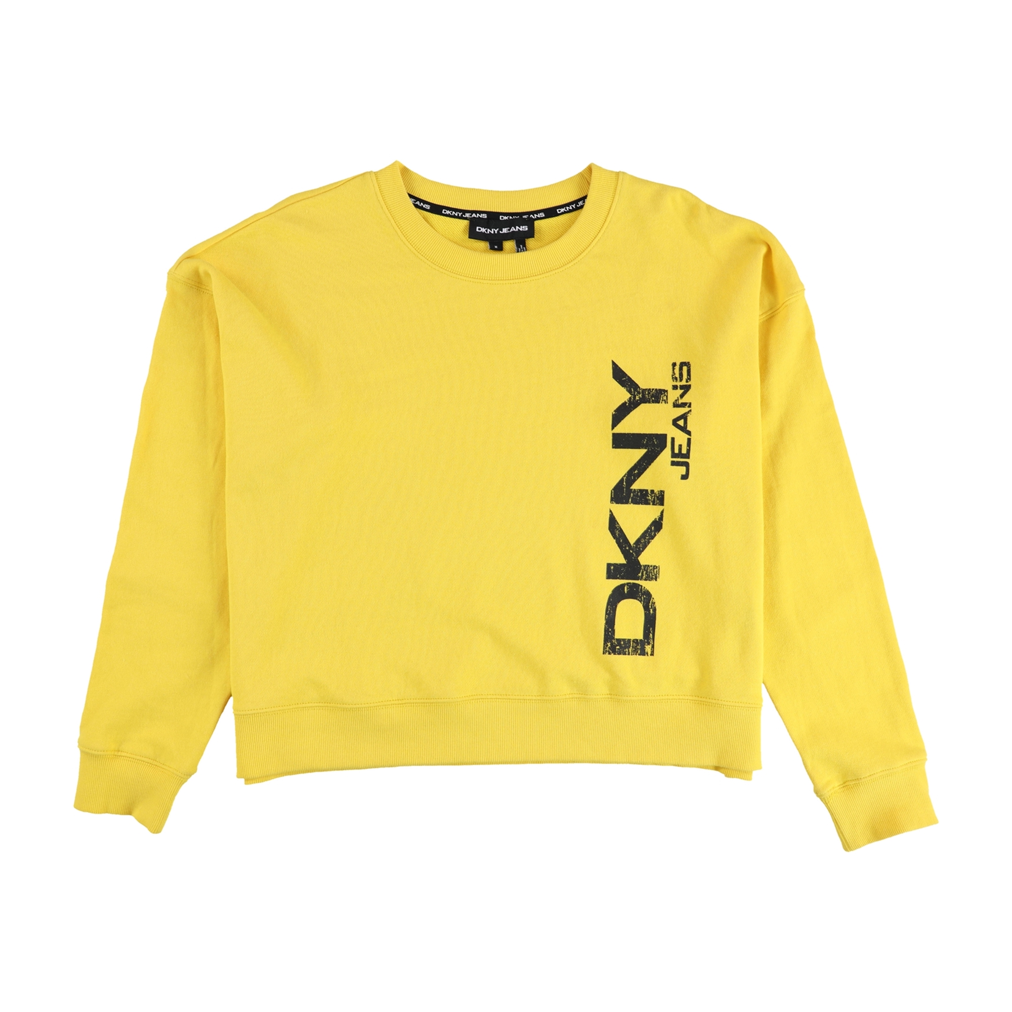 DKNY Womens Side Logo Sweatshirt, Yellow, Medium