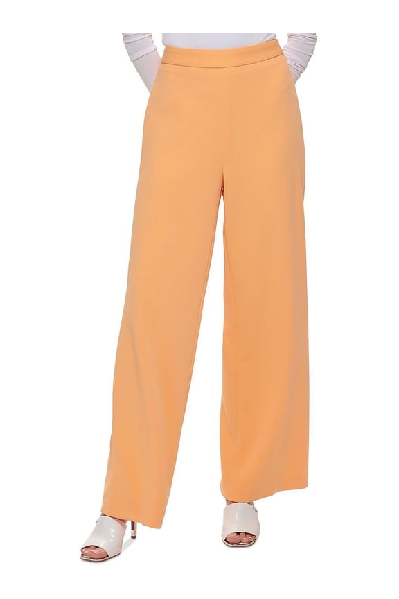 Womens Side Zip Flat Front Wide Leg Pants