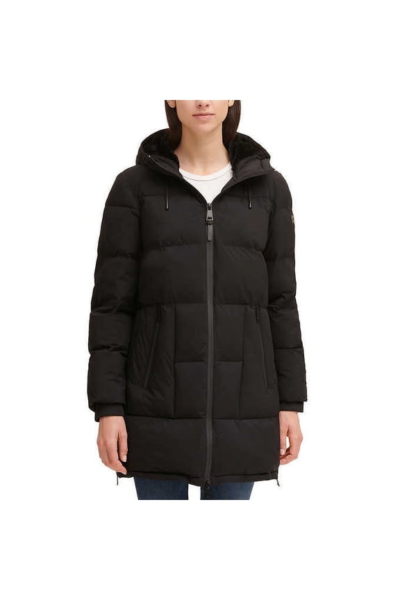 Womens Side Zippers Velboa Lined Hood Parka Jacket