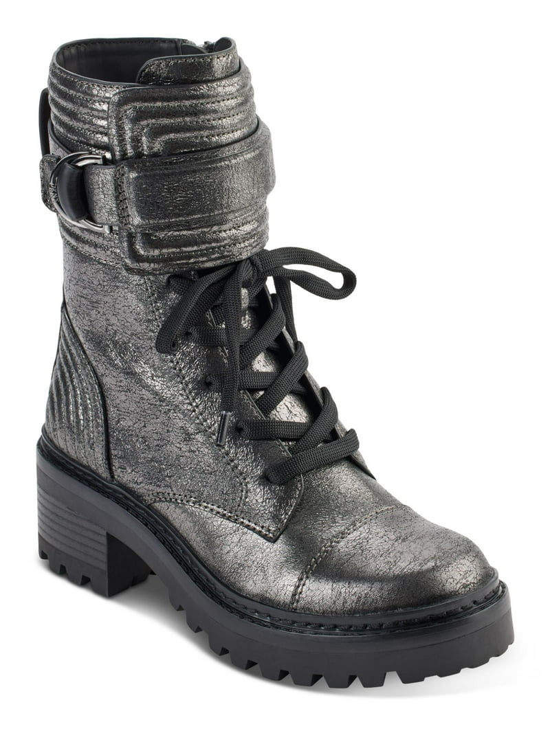 DKNY Womens Silver Buckle Accent Metallic Basia Round Toe  display picture 1