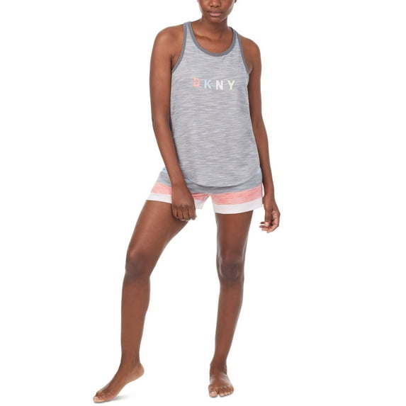 DKNY Womens Sleepwear Tank and Shorts Pajama Set,Multi Stripe,Small
