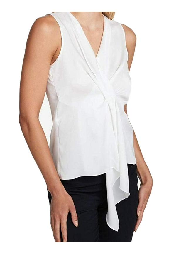 Womens Sleeveless Draped Front Top