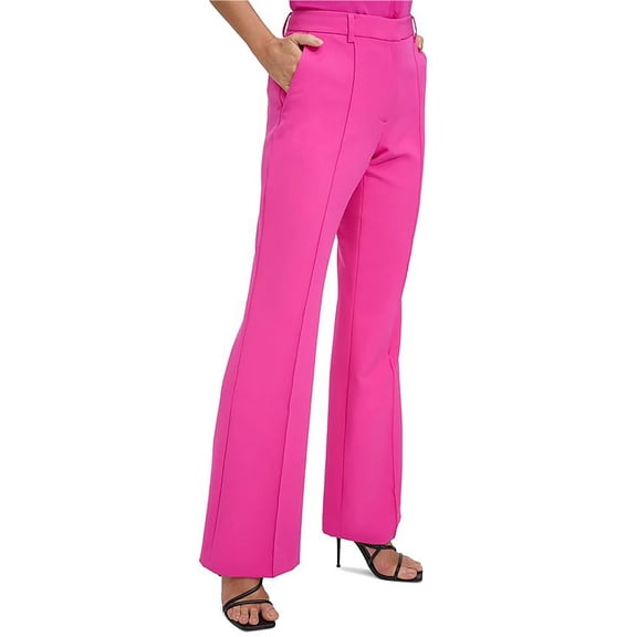 DKNY Womens Solid Boot Cut Dress Pants, Pink, 0