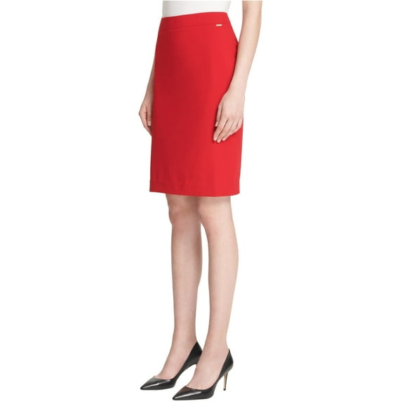 DKNY Womens Solid Pencil Skirt, Red, 12