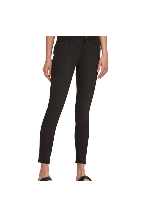 Womens Solid Skinny Fit Jeans, Black, 27